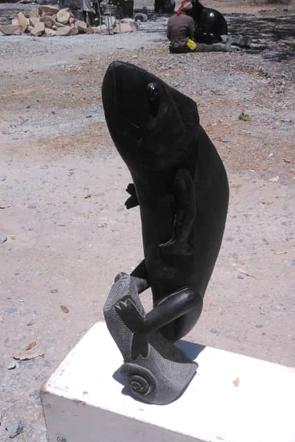 Chameleon - Stone Sculpture Made of Springstone by Clephas Zvirevo | Zimbabwe