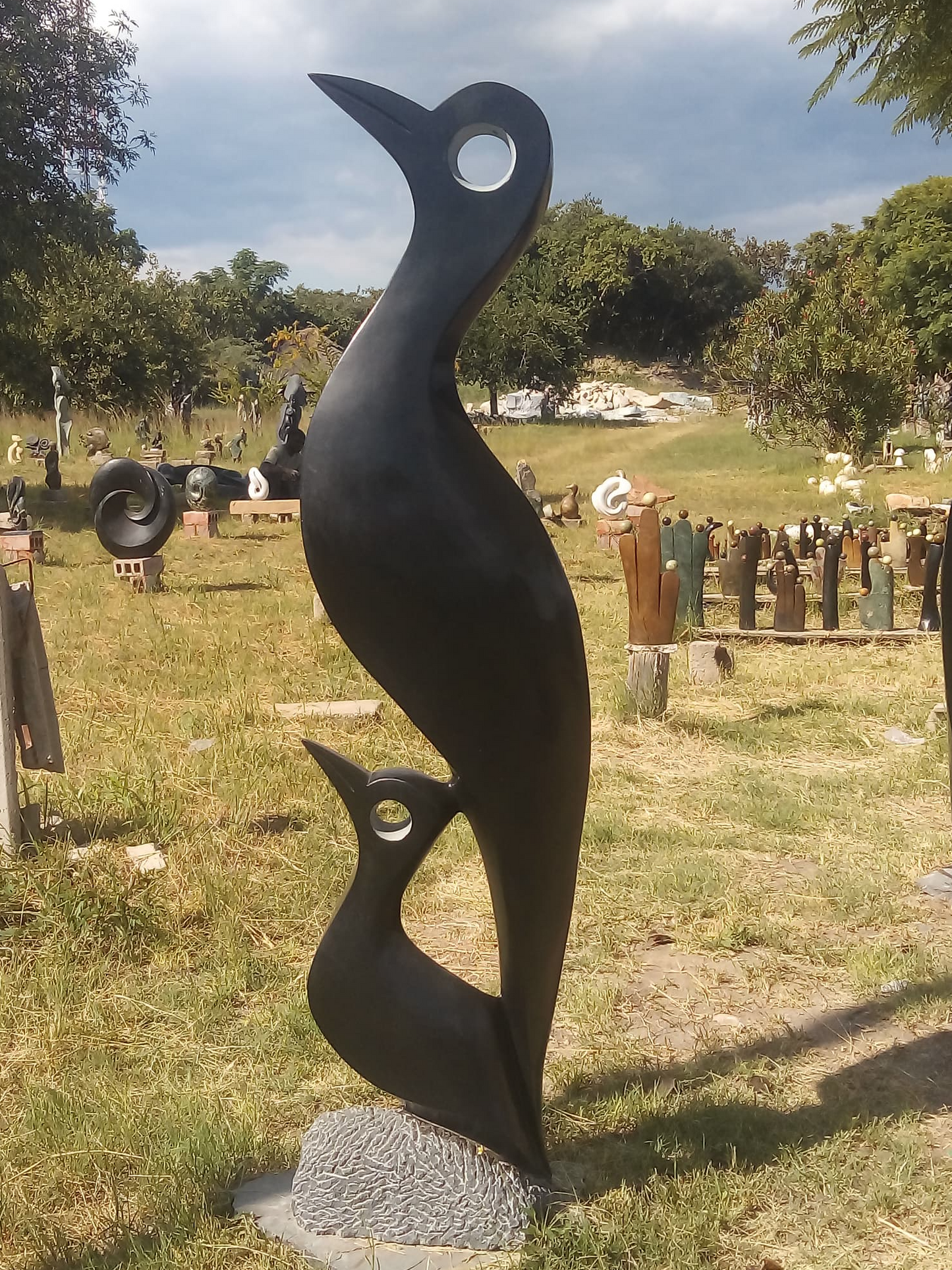 Mother's Love - Stone Sculpture Made of Springstone by Farai Nyakanyanza | Zimbabwe