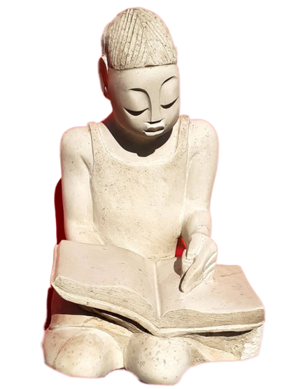 Book Worm - Stone Sculpture Made of Dolomite by Cephas Mashaya | Zimbabwe