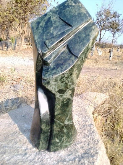 Togetherness - Stone Sculpture Made of Green Opal Stone by Dickson Matorwa | Zimbabwe