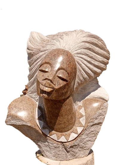 Gentle Breeze - Stone Sculpture Made of Granite Stone by Rufaro Murenza. | Zimbabwe