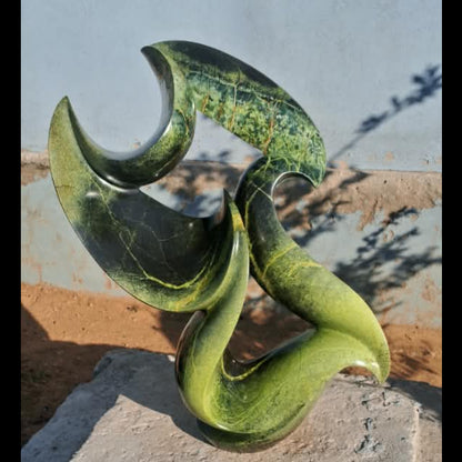 Green Blaze - Abstract Stone Sculpture Made of Leopard Rock by James Phiri | Zimbabwe
