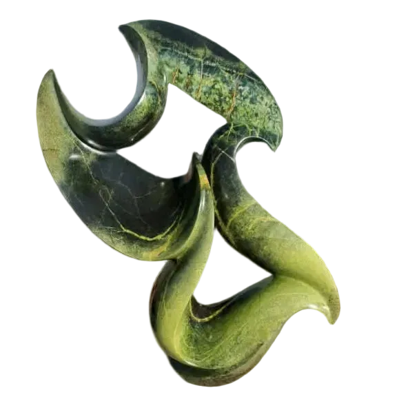Green Blaze - Abstract Stone Sculpture Made of Leopard Rock by James Phiri | Zimbabwe