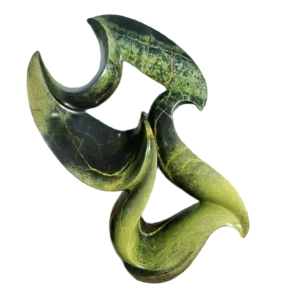 Green Blaze - Abstract Stone Sculpture Made of Leopard Rock by James Phiri | Zimbabwe