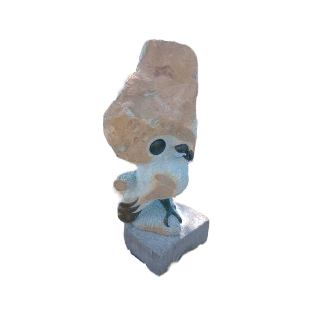 Owl in Shock - Stone Sculpture Made of Opal Stone by Taurai E Mupaso | Zimbabwe