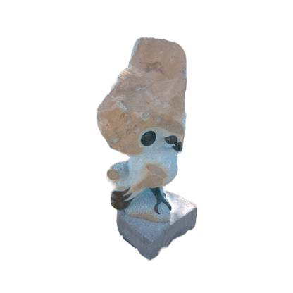 Owl in Shock - Stone Sculpture Made of Opal Stone by Taurai E Mupaso | Zimbabwe