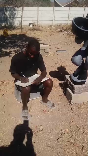 At Your Service - Stone Sculpture Made of Springstone by Jetro Zinyeka | Zimbabwe