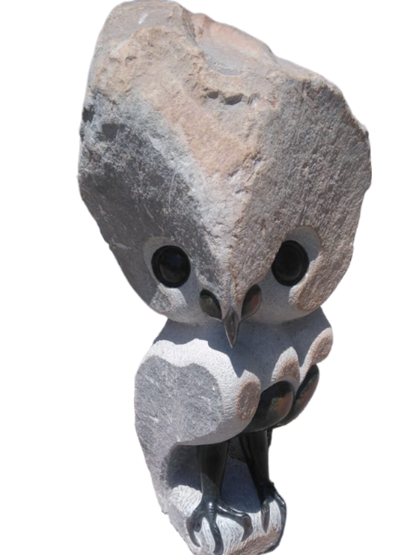 Wise Owl - Stone Sculpture Made of Opal Stone by Taurai E Mupaso | Zimbabwe