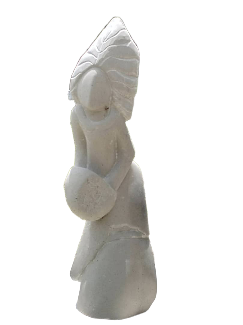 Mystic Mbira Player - White Opal Stone Sculpture by Lorraine Mamvura | Zimbabwe